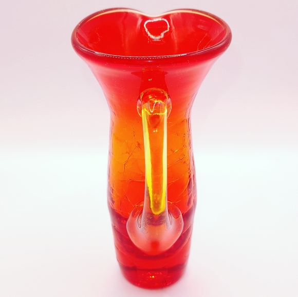 Vintage Kanawha Amberina Small Crackled Glass Pitcher With Cadmium It Glows - Picture 4 of 13